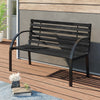 Metal Garden Bench Slatted 2 Seater Yard Patio Park Chair Seat Outdoor Furniture