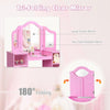 2 In 1 Kids Vanity Table Children Dressing Table Set w/ Mirror & Storage Shelves