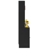 Tall Kitchen Display Cabinet 120x35x167cm with LED Lighting, Glass Doors, Black
