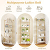 Wall Mounted Bookcase 5-Tier Ladder Shelf with Adjustable Foot Pads-White