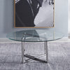 Large Round Glass Coffee Table Side Tea Table Glossy Metal X-Shaped Base Legs UK