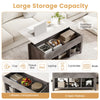 Lift Up Coffee Table Rising Center Table with 3 Cubes & Lift Top-Grey