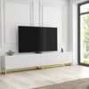 200cm Modular TV Unit | White Matt Fluted Doors | Gold Legs | Modern Cabinet