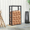 Black Metal Wood Log Storage Rack Stand Fireplace Firewood Holder Indoor Heater