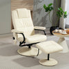 Swivel Recliner Chair and Footstool, Faux Leather Massage Recliner Armchair with