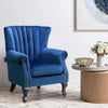 Velvet Armchair Scalloped Back Lounge Sofa Seat Occasional Studded Accent Chair