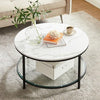 Coffee Table, Living Room Table, Sofa Cocktail Table Faux Marble Round Glass