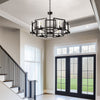 6-Light Large Wagon Wheel Chandeliers Drum Pendant Light Fixture for Dining Room