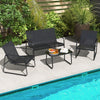 4 Pieces Patio Furniture Set Garden Outdoor Conversation Set w/Table