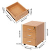 Mobile 3 Drawers Filing Pedestal Cabinets File Chest Storage Wooden Lockable