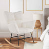 Teddy Fleece Fabric Upholstered Glider Chair with Comfy Backrest-Beige