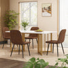 Dining Table with Metal Legs 140 cm Rectangle Marble Effect White Kitchen Table