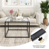 Modern Glass Coffee Table Square Snack Table Living Room Center Cocktail Table