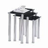3pcs Black Tempered Glass Nested Tables Side End Tables Stainless Steel Tubes