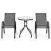 3 Pcs Outdoor Bistro Side Table Stackable Chair Set Patio Conversation Furniture