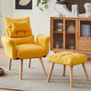 Yellow Lazy Chair with Footstool Relax Lounge Chair Accent Armchair Sofa Chair