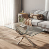 Glass Coffee Table With Chrome X Modern LivingRoom Furniture Tea Sofa Side Table