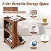 C-Shaped End Table Mobile Sofa Side Table Coffee Laptop Table W/ Swivel Casters