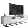 200cm Loft Retro Milled Fronts TV Unit Stand | White Matt Body | Vintage Cabinet