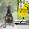 Garden Chimenea Patio Heater Log Burner Large Black Steel Fire Pit Outdoor