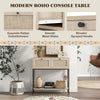 2-Tier Console Table Boho Style Foyer Accent Table Sofa Side Table w/2 Drawers