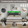 4ft6 Double Bed Metal Bed Frame with Drawers Storage Headboard and LED Lighting