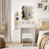 Dressing Table with LED Lights Vanity Makeup Table with 4 Storage Drawer Stool