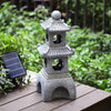 Garden Patio Pavilion Water Feature Solar Outdoor Fountain with Lights Waterfall