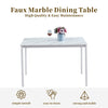 4pcs Grey Faux Leather Dining Chairs & White Marble MDF Top Dining Table Set