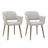 2X Grey Kitchen Dining Chairs Upholstered Lounge Living Room with Arms &Backrest