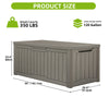 Outdoor Storage Box 120 Gal, Resin, Waterproof & Lockable, Taupe