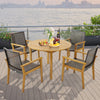 4Pcs Outdoor Dining Chair Patio Garden Chairs Acacia Wood PE Wicker Armchairs