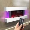 50"LED Fireplace White Surround Suite Wall/Stand Wide Electric Fire 7Color Frame