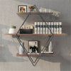 Floating Wall Mounted Display Shelf 3 Tiered Wooden Shelves Black Frame Shelving