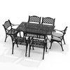 Set of 7 Outdoor Garden Cast Aluminum Furniture Table & 6 Chairs Set w/Cushions