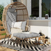 Patio Egg Chair with Ottoman Metal Frame Stand Outdoor Indoor with Cushions