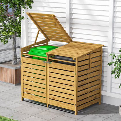 Large Double Wheelie Bin Storage Wooden Store Cover Garden Rubbish Dustbin Shed