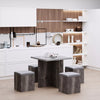 5 PC Dining Set Wooden Space-saving Storage Cushioned Ottoman Seats Square Table