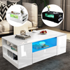 High Gloss Coffee Table With Storage 2 Drawer Wooden Living Room RGB LED Lights