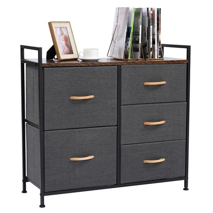5 Drawers Dresser Bedroom Fabric Chest of Drawers Tower Storage Organizer Unit