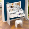 Dressing Table w/Mirror Modern Make up Desk Vanity Table Set+Stool White UK