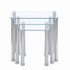 3pcs Clear Tempered Glass Nested Tables Side End Tables Stainless Steel Tubes