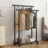 HeavyDuty Double Clothes Rail Hanging Rack Garment Stand Storage Shelf On Wheels