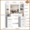 Dressing Table with LED Lights Mirror w/ 7 Drawers Vanity Make up Desk Dresser