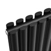 Black Radiator Vertical Double 1800x392 Oval Column Tall Upright Rad With Valves