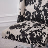 Black White Spotted Printed Velvet Office Chair Swivel Adjustable Desk Cow Seat