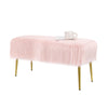 Furry Ottoman Seat Faux Fur Vanity Stool Square Upholstered Decorative Footrest