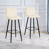 Set of 2 Velvet Chairs High Back Bar Stools Footrest Backrest Metal Legs Pub
