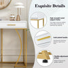 Modern White & Gold Console Table with 2 Drawers – 110cm MDF Metal Frame