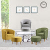 Single Sofa Seat Fabric Upholstered Bucket Back Chair Accent Armchair W/ Ottoman